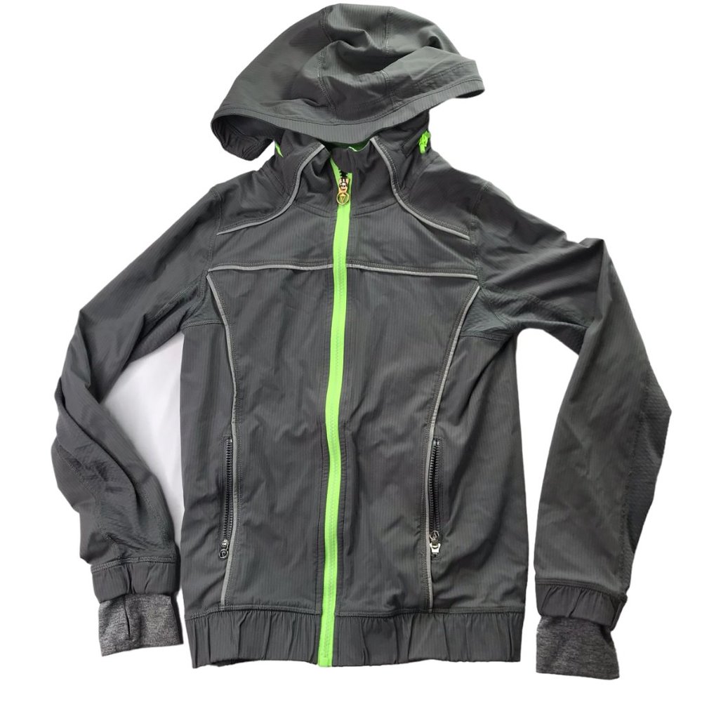 Lululemon Ivivva Girl's Athletic Jacket Gray Silver Reflective Full Zip Girls 10